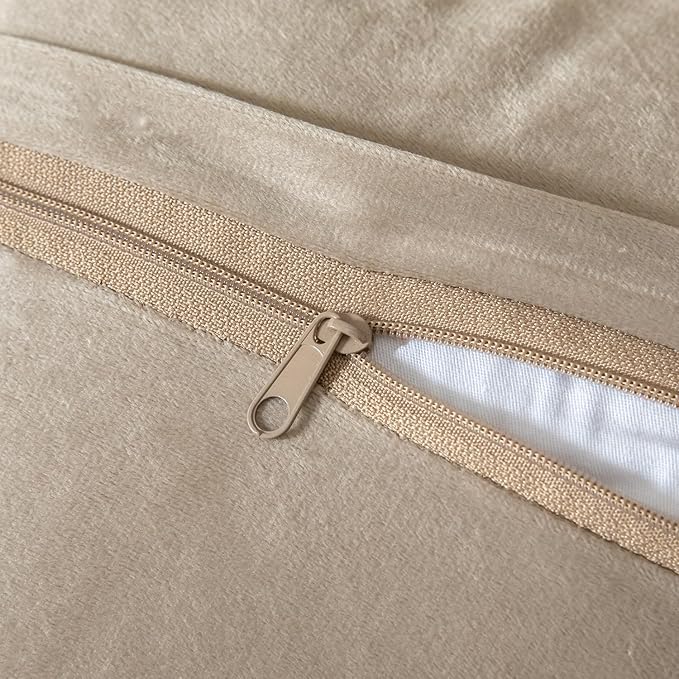 Yaertun Pack of 2 Chenille Textured Decorative Throw Pillow Covers Accent Solid Cushion Cover Soft Cozy Pillow Case with Velvet Back for Couch Sofa Bed Living Room 26x26 Inch Khaki