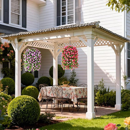 2 Pack Artificial Hanging Flowers, Fake Flowers Hanging Plant Violet Flower, Artificial Faux Silk Spring Flower for Wall Front Door Yard Garden Wedding Outdoor Decoration(Deep Pink)