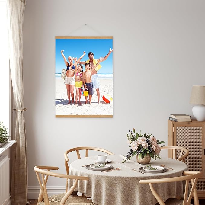 SZDHHH Custom Photo Prints with Magnetic Hanger Frame Canvas Poster Prints With Your Photos Personalized Hanging Poster Pictures Wall Art Decor Framed for Home Decor Gifts Keepsakes (32" Lx24 W)
