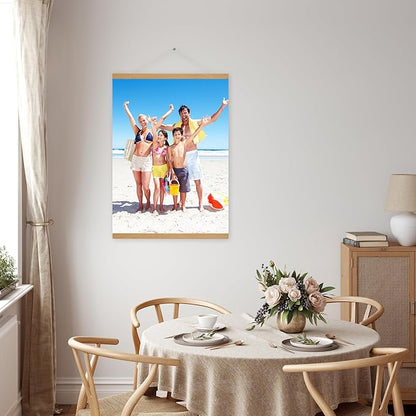 SZDHHH Custom Photo Prints with Magnetic Hanger Frame Canvas Poster Prints With Your Photos Personalized Hanging Poster Pictures Wall Art Decor Framed for Home Decor Gifts Keepsakes (32" Lx24 W)