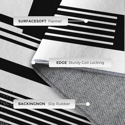 Black and White Stripe Rugs for Home Decor, 5x7 ft, Modern Stripes Area Rugs for Living Room, Soft Non Slip Washable Abstract Striped Carpet Bedroom Decorations Dt-Ghf-31