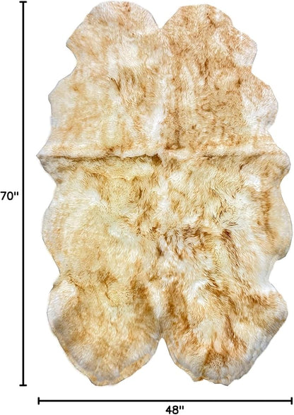 HUAHOO Premium Genuine Sheepskin Rug Real Australia Sheepskin Natural Luxury Fluffy Lambskin Fur Area Rug Seat Covers for Kids Bedroom Sofa Chair Cover Pets Dogs Mat Quarto Pelt/4' x 6' Brown Tipped