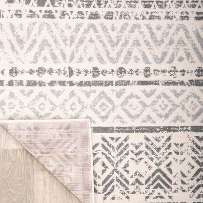 Rugshop Geometric Boho Square Rug – Gray Tribal Pattern, Perfect for Living Room, Bedroom, Dining Room, 6'6" x 6'6" Square
