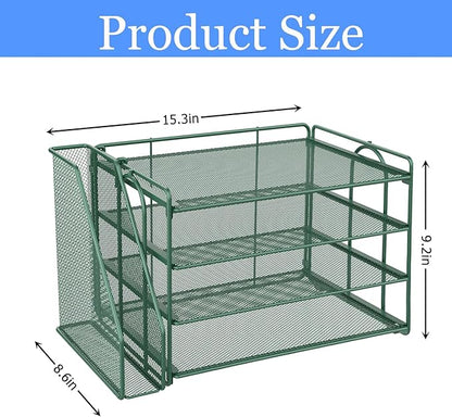 gianotter 4-Tier Paper Organizer With Magazine Holder, Desk Organizers and Accessories, Green Desk Accessories, File Organizer for Office Supplies Storag(Green)