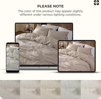 Bedsure Cotton Duvet Cover Full - Luxury Slub Weave 100% Cotton Duvet Cover with a Linen Like Textured, Easy Change Durable Bedding, Natural Linen, 80" x 90"