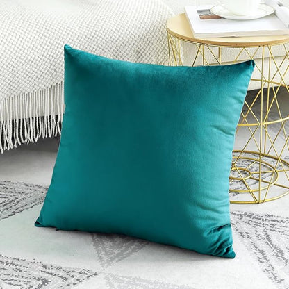 Artscope Luxury Velvet Pillow Covers Decorative Square Pillowcases Soft Solid Cushion Cases for Couch Sofa Bedroom Home Decor 24x24 Inch Teal