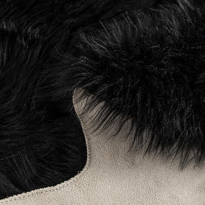 Black Bear Rug Faux Cowhide Rug Animal Print Area Rug Faux Sheepskin Fur Carpet Decor for Living Room 5.1x6.1 Feet