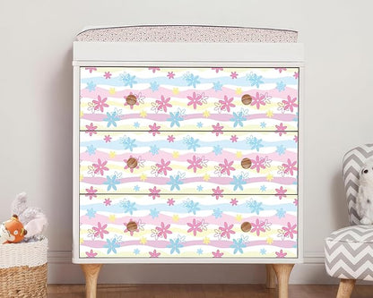 FLFK Wallpaper Border, Rainbow Flowers Peel and Stick Wall Border Self Adhesive Wall Paper Borders for Bedroom Living Room Girl's Room Kitchen Bathroom 10"x240"