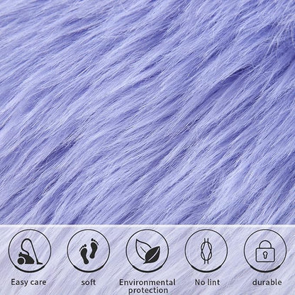 Softlife Square Faux Fur Sheepskin Chair Cover Seat Cushion Pad Super Soft Area Rugs for Living Bedroom Sofa (1.6ft x 1.6ft, Lavender) 1 pack