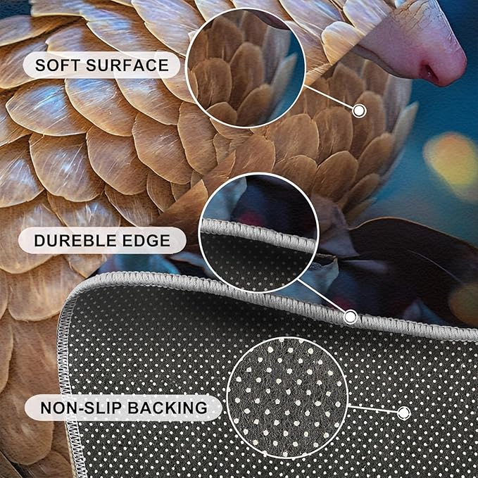 Pangolin Washable Area Rug 3x5, Starry Sky Soft Rugs for Living Room Wildlife Carpet Area Rugs for Bedroom Dining Room Non-Slip Stain Resistant Rug
