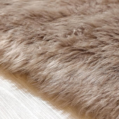 Beige Area Rugs for Living Room Bedroom Nursery 9X12 Washable Faux Sheepskin Fluffy Fur Rug Kids Room Decor Soft Cozy Home Décor