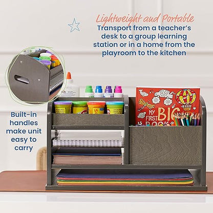 ECR4Kids Tabletop Supplies Storage Center, Teacher Caddy, Grey Wash