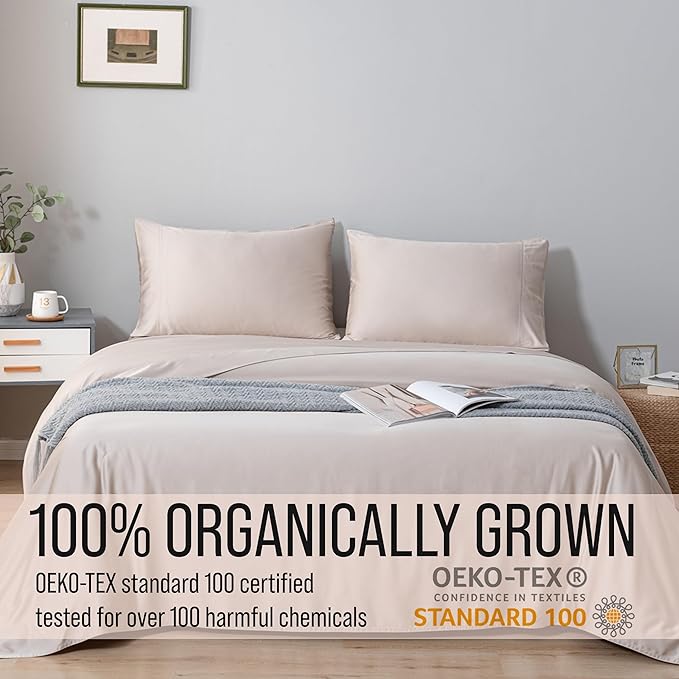 Bella Coterie Luxury Bamboo Viscose Split King Size Sheet Set | 2 Fitted Sheets for Sleep Number & Adjustable Beds | 100% Organically Grown | Cooling & Ultra Soft | 18” Deep Pocket [Dune]