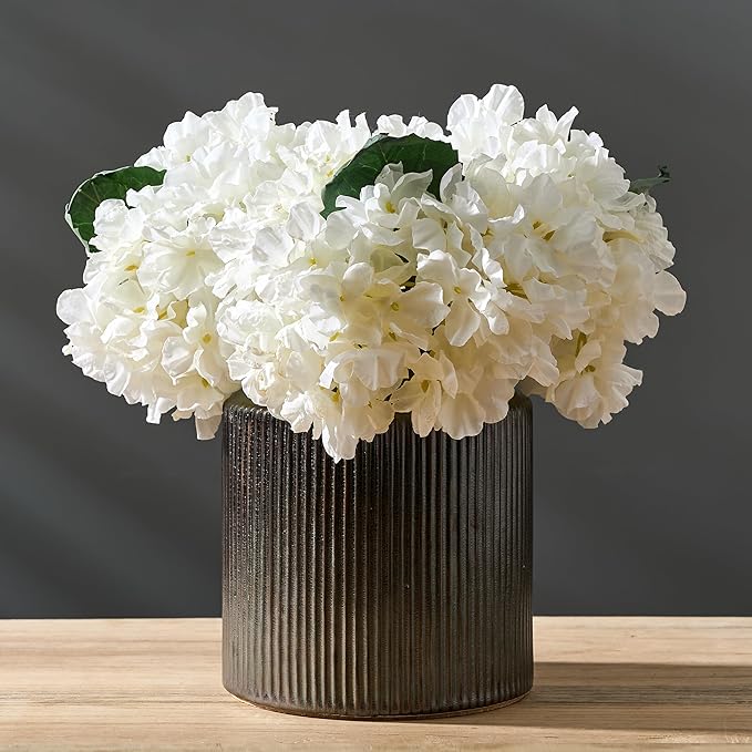 SIDUCAL Ceramic Vintage Rustic Terracotta Vase, 6.77 Inch Farmhouse Decorative Pottery Vase Wide-Mouth Vases for Home Decor, Living Room, Bookshelf, Bedroom, Bathroom, Kitchen, Metallic Glaze Black
