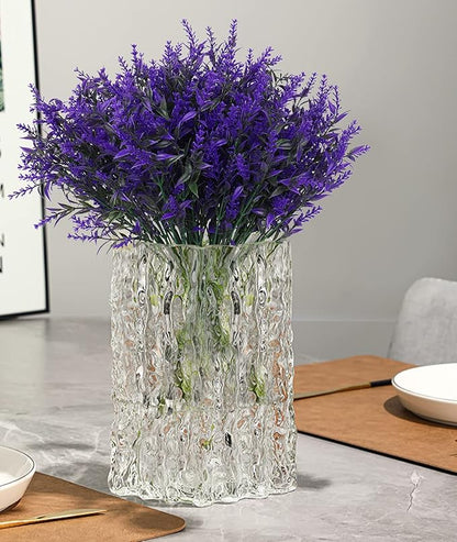 RECUTMS 20 Bundles Outdoor Artificial Flowers UV Resistant Fake Outdoor Plants, Faux Greenery for Indoor Outside Hanging Plants Garden Porch Window Box Home Wedding Farmhouse Décor(Purple)