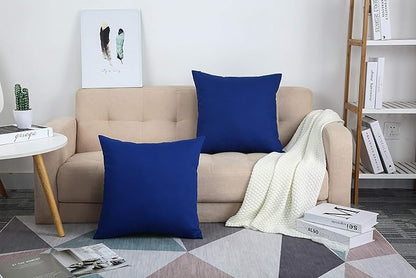 TangDepot Handmade Decorative Solid 100% Cotton Canvas Throw Pillow Covers/Cushion Covers, 45 Colors Available - (16" x16" , Royal Blue, 2 Count (Pack of 1))