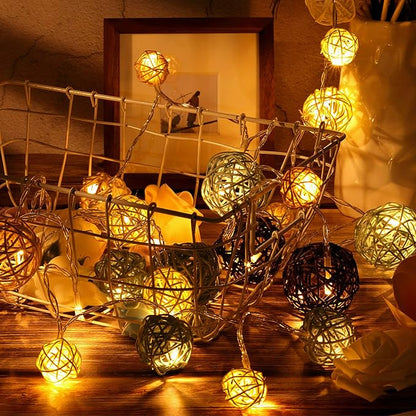 Patelai 36 Pcs Wicker Rattan Balls Decorative Balls for Vase Centerpiece Bowls Orbs Filler for Home Decor,4 Sizes(Blue, Brown, Dark Brown, White)