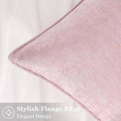 decorUhome Spring Couch Throw Pillow Covers 16x16 Set of 2, Decorative Soft Velvet Neutral Chenille Pillow Covers with Elegant Design for Sofa Bed Living Room Home Decor, Blush Pink