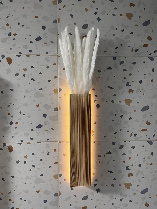 Artificial Eucalyptus with LED Lights Wall Planters Rustic Wall Decor with Lights Wall Sconces Fake Vines for Room Decor Home Bedroom Living Room Bathroom Hanging Vase for Dried Flowers Faux Plants