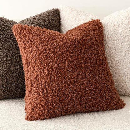 Foindtower 2 Pieces 22x22 Inch Hazel Brown,Faux Fur Throw Pillow Cover Accent Sherpa Furry Pillow Covers Fuzzy Soft Pillowcases Cozy Sheepskin Decorative Fleece Cushion Case for Bed Couch Living Room