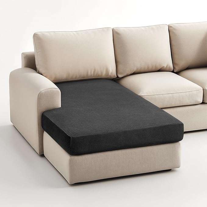 Hokway Stretch Chaise Cover Individual Couch Cushion Slipcovers Reversible Cushion Protector Slipcovers Sofa Cushion Protector Covers (Chaise Cover, Black)