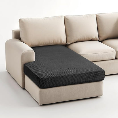Hokway Stretch Chaise Cover Individual Couch Cushion Slipcovers Reversible Cushion Protector Slipcovers Sofa Cushion Protector Covers (Chaise Cover, Black)