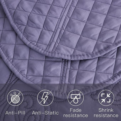 CHIXIN Bedspread Coverlet Set Queen Size - Lightweight Bedding Cover - Beautiful Stitching - 5 Piece Reversible Bedspread - Luxury Damask Paisley Pattern (Queen, Lavender)