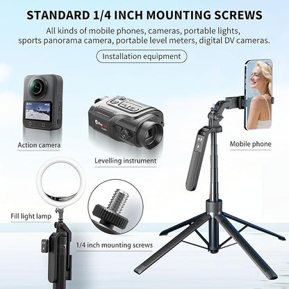 70" Tripod for Phone, Portable All in One Extendable Cell Phone Tripod Stand, Tall Travel Tripods for Recording Video Selfies Photo, with Wireless Remote Control for iPhone、Samsung、Android