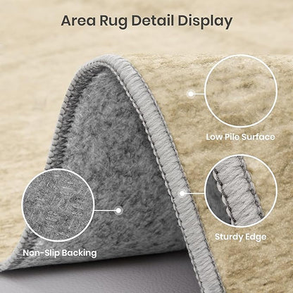 Valenrug Washable Rug 8x10 - Stain Resistant 8x10 Area Rugs for Living Room, Non Slip Backing Printed Rugs for Bedroom, Folable Machine Washable Area Rug (8'x10', Brown)