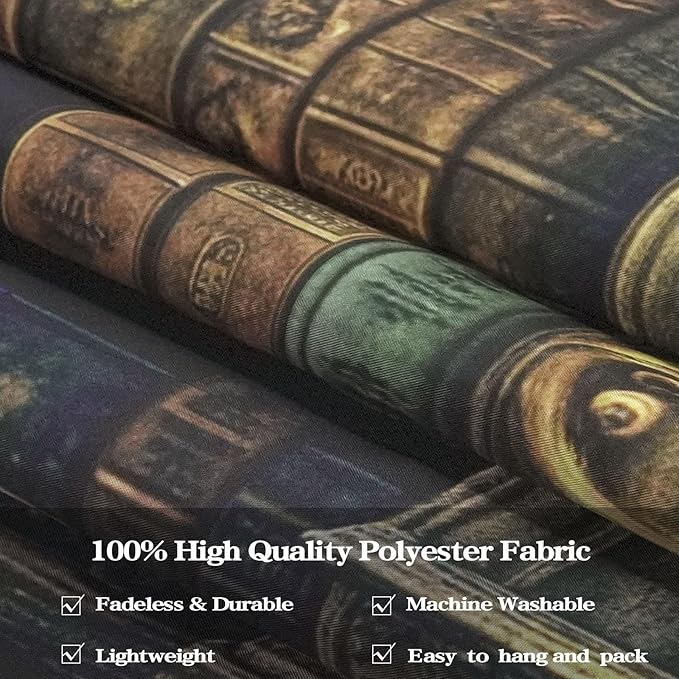 YEXIT Retro Bookshelf Wall Tapestry, Vintage Books Study Library Tapestries for College Dorm Bedroom Magic Caslte Backdrop 44×60 inch