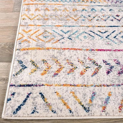 Rugshop Geometric Boho Large Area Rug – Multi Tribal Pattern, Perfect for Living Room, Dining Room, Office, 8x10