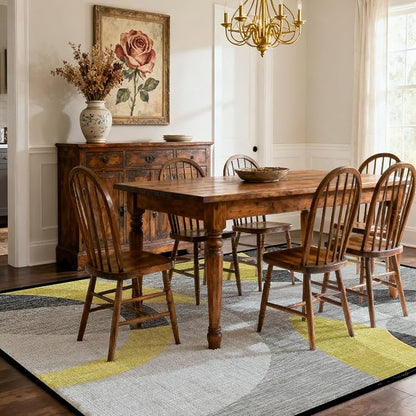 Area Rug Washable 6'x9' Ft Non Slip Rubber Backing Foldable Geometry Durable Rug for Living Room, Bedroom, Home Office