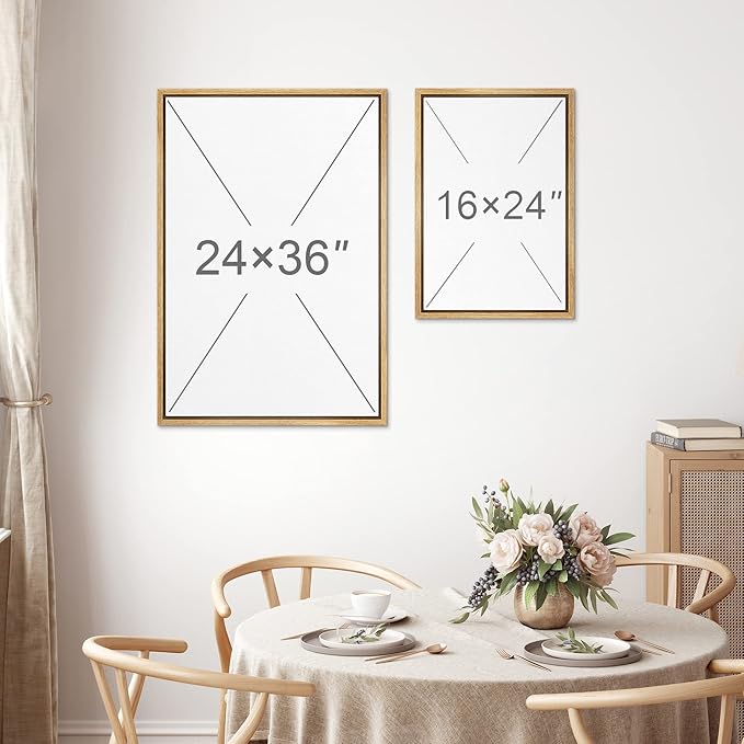 MUDECOR Framed Wall Art Print Set Pastel Waves Blue and White Tones Illustrations Modern Art Boho Decorative Colorful Chic for Living Room, Bedroom, Office - 16"x24"x3 Natural