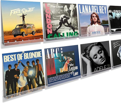 upsimples 8 Pack Vinyl Record Wall Mount Shelves, 12" Vinyl Holder for Album Record Storage & Display, Clear Acrylic Floating Shelves for Wall Decor, Kids Bookshelf, Magazine Rack, Picture Ledge | Vinyl Holder, Album Record Storage, Display, Wall Decor...