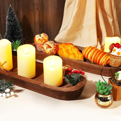 4 Pcs Wooden Dough Bowl Wood Decorative Rustic Wooden Bowls Table Centerpiece for Living Room Home Dining Room Kitchen Decoration(Brown,20'' X 6'' X 2'',Classic)
