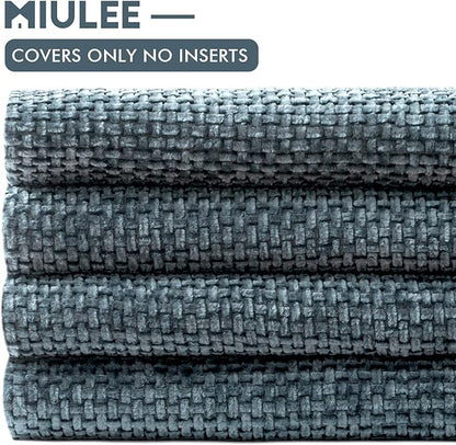 MIULEE Pack of 4 Couch Throw Pillow Covers 18x18 Inch Navy Blue Soft Decorative Chenille Pillow Covers Farmhouse Accent Cushion Covers for Boho Home Decor Sofa Bedroom Living Room