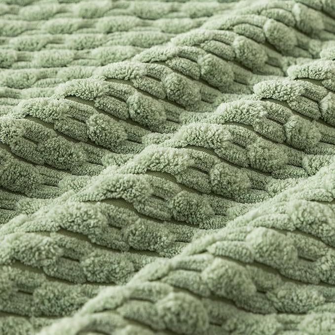 Kevin Textile Spring Euro Sham Pillow Covers 28x28 Inch 2 Packs Soft Boho Striped Corduroy Decorative Throw Pillows for Living Room Couch Bed Sofa Rustic Farmhouse Home Decor 71x71cm Sage Green
