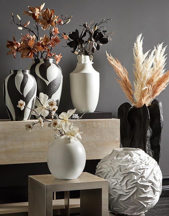 Playa Floor Vase, Organic Modern Sculptural Vase with Textured Finish, Minimalist Statement Piece for Contemporary Home Decor & Interior Design, Black