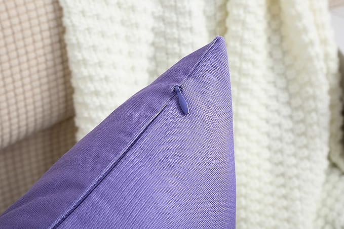 TangDepot Handmade Decorative Solid 100% Cotton Canvas Throw Pillow Covers/Pillow Shams, (24" x24" , Violet, 1 Count (Pack of 1))