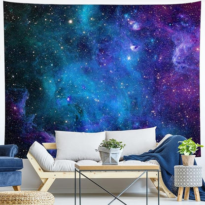 Lahasbja Galaxy Blue Starry Sky Tapestry, XL/70.8'' x 92.5'', Wall Art for Living Room, Dorm