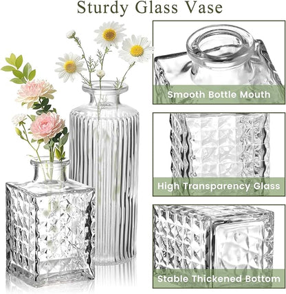 DomeStar 16PCS Glass Bud Vases Set, Small Clear Cylinder Vases for Plant Propagation Station Plant Terrarium, Vintage Clear Bud Vase in Bulk for Rustic Wedding Centerpieces Home Table Flower Decor
