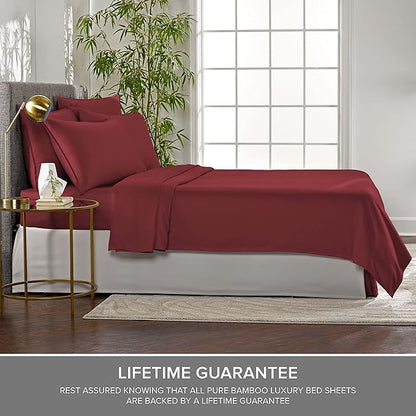 King Pillowcases by Pure Bamboo, Genuine 100% Organic Viscose Derived from Bamboo, Luxuriously Soft & Cooling, Double Stitching, Envelope Closure (2 King Pillowcases, Merlot)