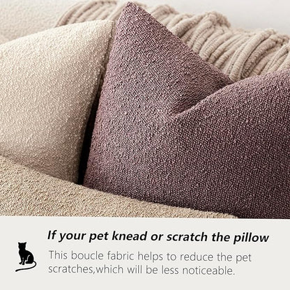 Foindtower Pack of 2 Textured Boucle Throw Pillow Covers Accent Solid Pillow Cases Cozy Soft Decorative Couch Cushion Case for Chair Sofa Bedroom Living Room Home Decor 18x18 Inch Dark Purple