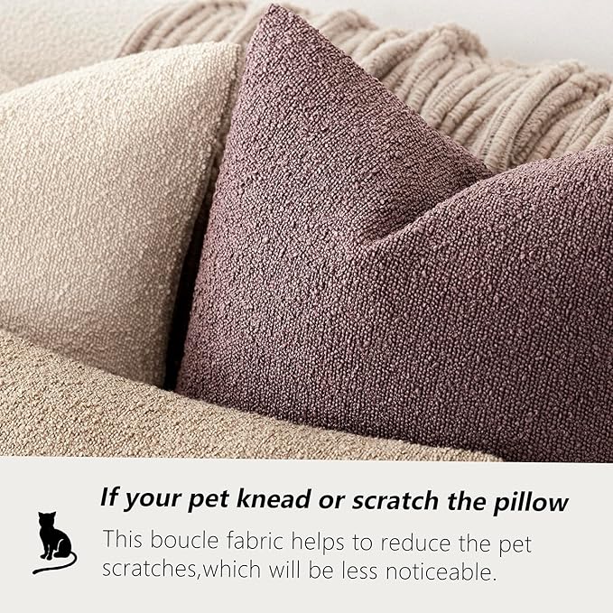 Foindtower Pack of 2 Textured Boucle Throw Pillow Covers Accent Solid Decorative Pillow Cases Cozy Woven Couch Cushion Case for Chair Sofa Bedroom Living Room Home Decor 20x20 Inch Dark Purple