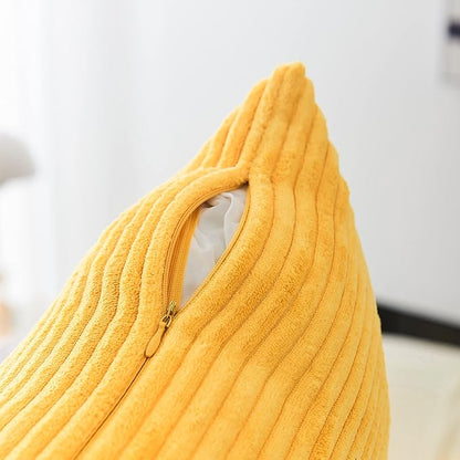 Home Brilliant 12 x 20 Fall Pillow Covers Set of 2 Plush Striped Corduroy Velvet Rectangular Throw Pillow Covers for Chair Couch Winter Decor Lumbar Pillows, 12 x 20 inch, Sunflower Yellow