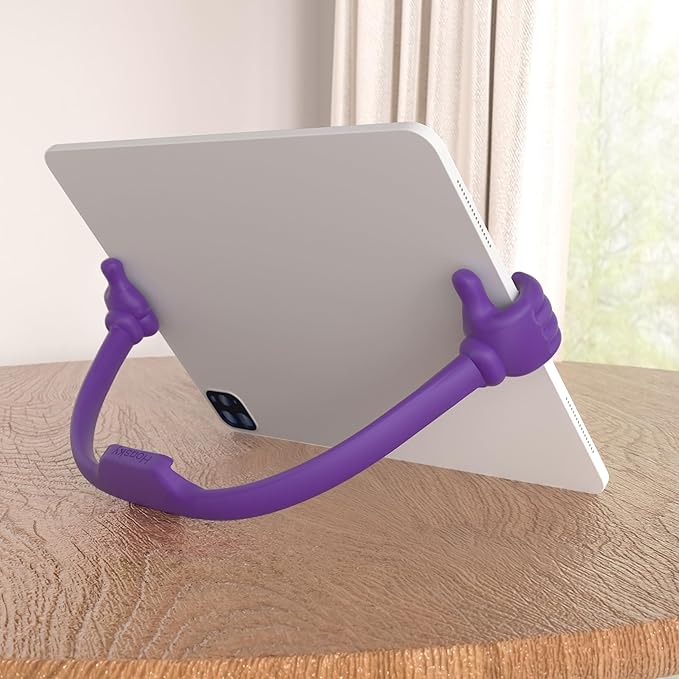 Honsky Adjustable Tablet Stand, Portable Phone Holder for Desk Bed - Multi-Angle Drawing Stand Compatible with All Tablets (Purple & Yellow)