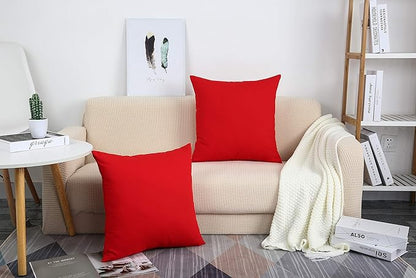 TangDepot Handmade Decorative Solid 100% Cotton Canvas Throw Pillow Covers/Pillow Shams, (22"x22", Red)