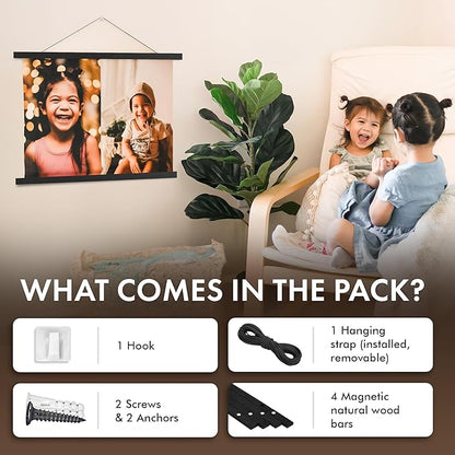 Travelization Magnetic Poster Hanger 40” Poster Frame with Strong Magnets, Complete Hanging Kit for Art, Maps, Pictures and More, Fits 40x27, 40x30, 40x36 and 40x48, Black