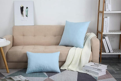 TangDepot Handmade Decorative Solid 100% Cotton Canvas Throw Pillow Covers/Pillow Shams, (16"x16", Light Blue)