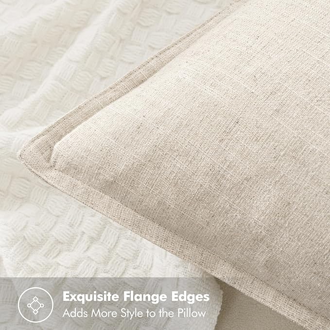 MIULEE Decorative Linen Lumbar Pillow Covers 12x20 Inch Natural Beige Boho Farmhouse Neutral Christmas Couch Throw Pillows for Bed Pack of 2 Accent Modern Pillowcase Sofa Livingroom Home Decor